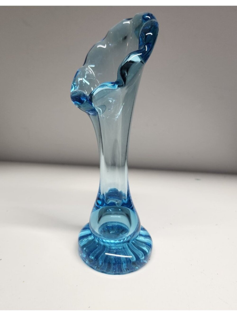 Blown Glass Light Blue Bud Vase 7.25" Jack in the Pulpit